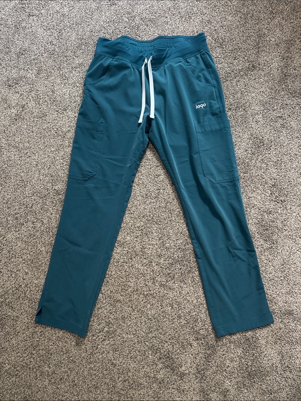 Teal Lago Women's Straight Leg Scrub Pants with Drawstring